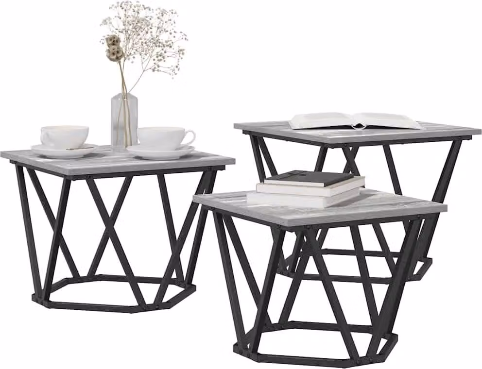 Tavolino da salotto 3 pcs Grigio Sonoma