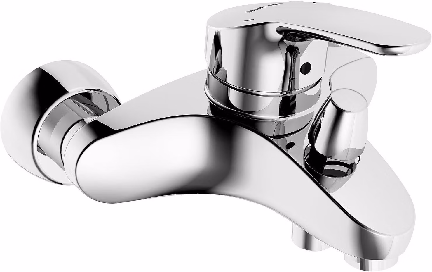 Miscelatore monocomando per bagno, cromato, con doccetta estraibile a collo di cigno