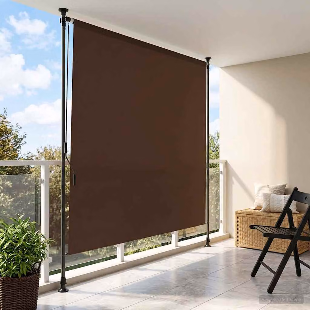 Tenda a rullo esterna vidaXL in poliestere e alluminio, colore marrone, L 150 cm x H 275 cm