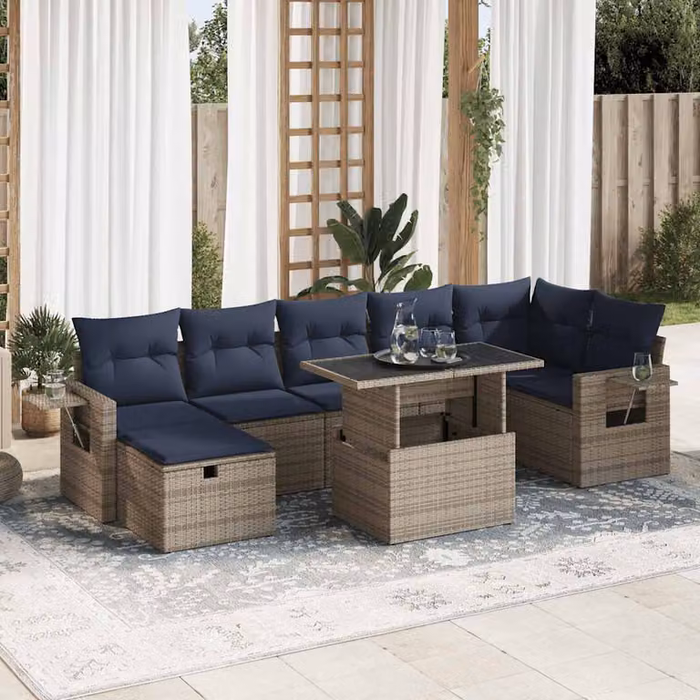 Maison Exclusive - Set Divani Giardino 8 pz con Cuscini Grigio Polyrattan