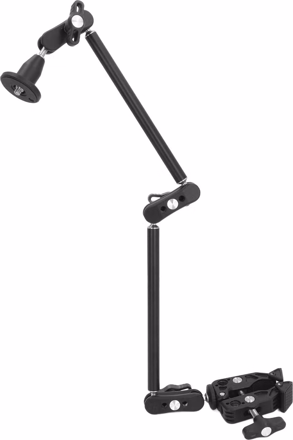 Braccio articolato regolabile, 2 sezioni, vite da 1/4 di pollice, 3/8 di pollice, supporto per videocamera del telefono, rotazione di 360 gradi per vlogging con microfono e monitor