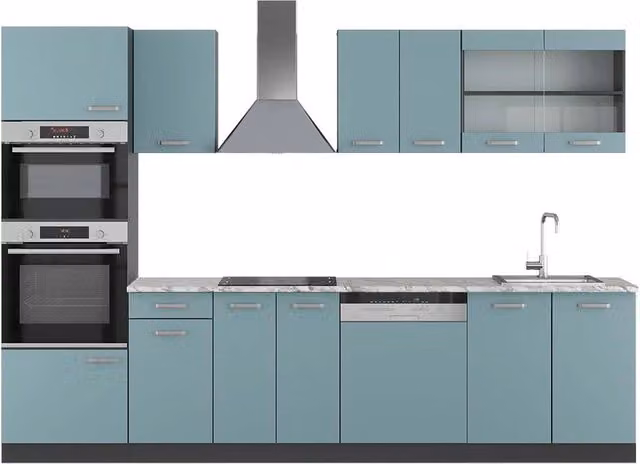Cucina componibile moderna R-Line Vicco Grigio-blu/Antracite L: 300 cm