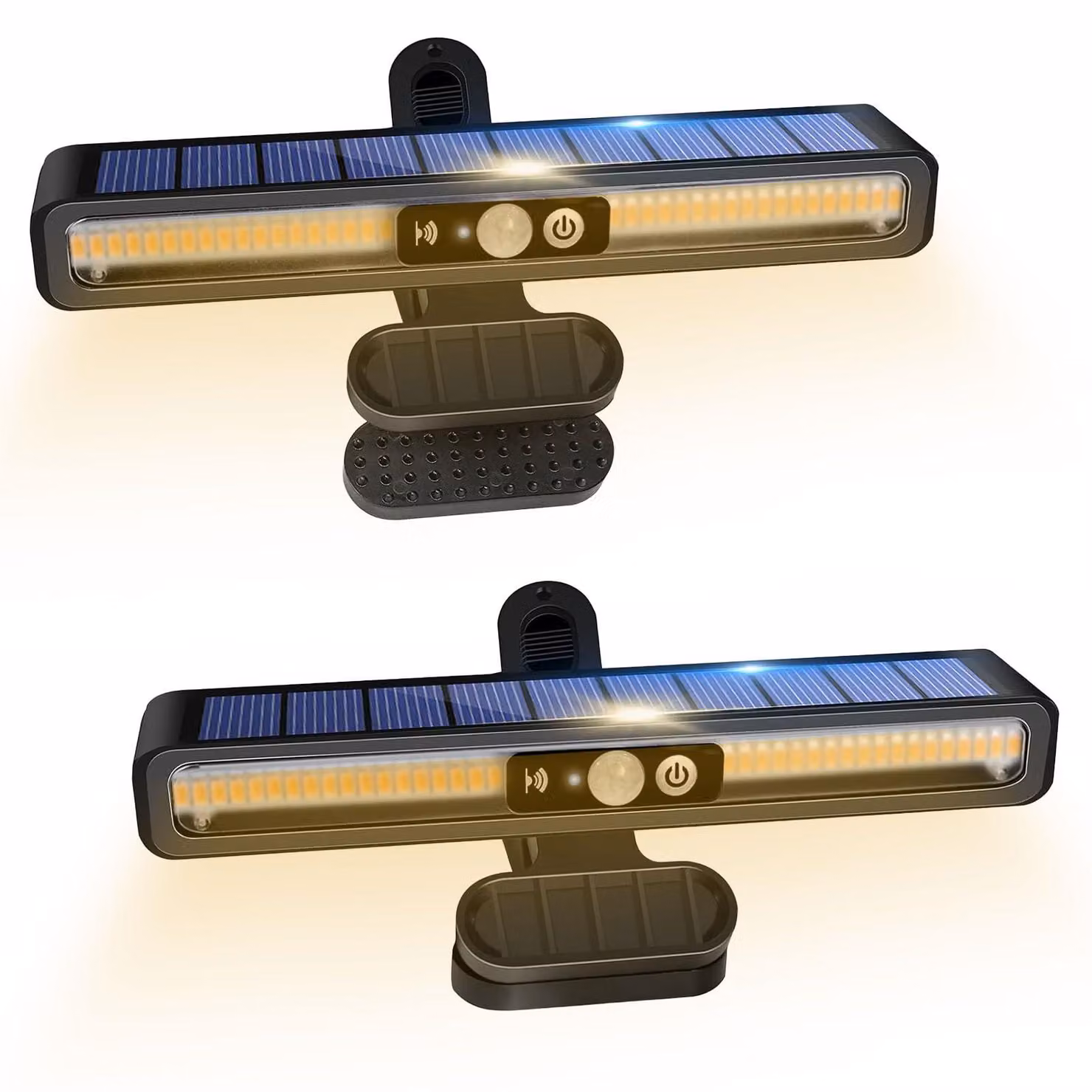 Set di 2 luci solari con morsetto, LED, sensore di movimento, grado di protezione IP65