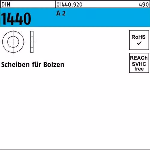 Rondelle Reyher per bulloni DIN 1440 A 2 6 A 2 014409200060000 (500 pezzi)