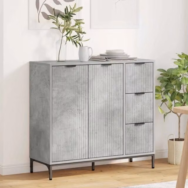 Credenza moderna vidaXL in legno MDF grigio opaco L: 89,5 cm, P: 33 cm, H: 82 cm