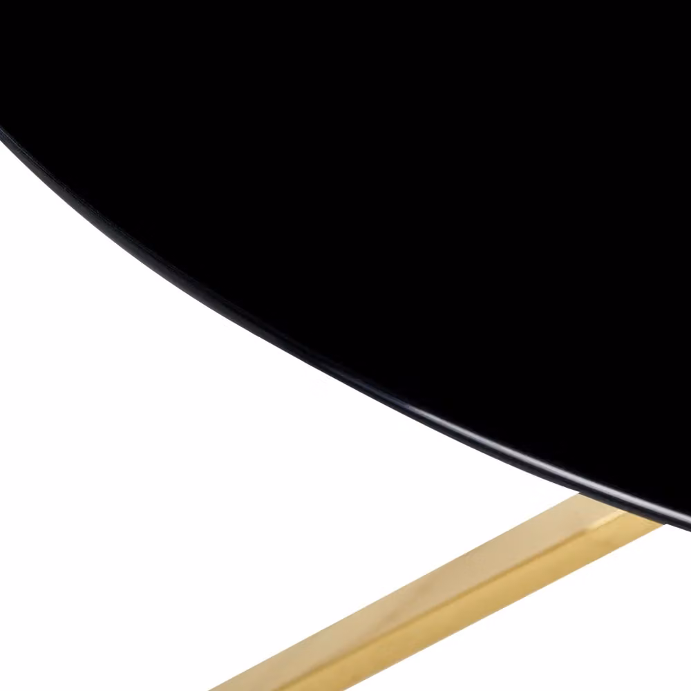 Tavolo da pranzo rotondo BELIANI in vetro temperato nero e oro con gambe in metallo, Diametro: 105 cm – 2