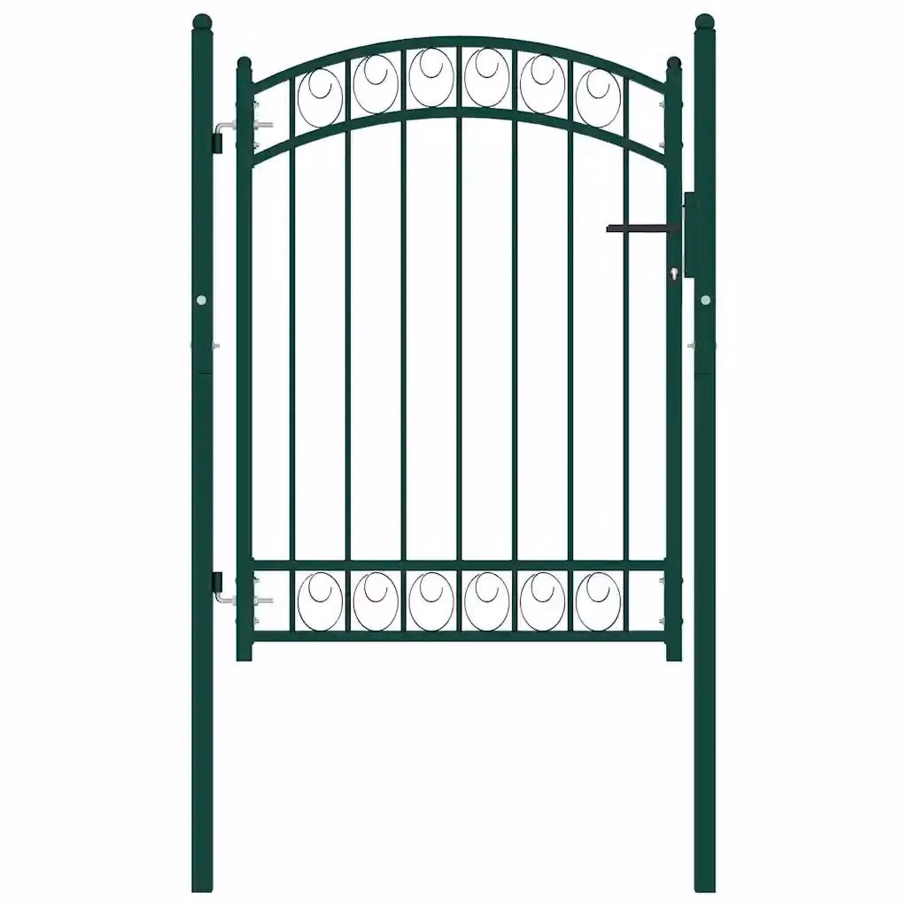 Cancello singolo per recinzione vidaXL in acciaio verde, L: 100 cm, H: 98,5 cm – 2