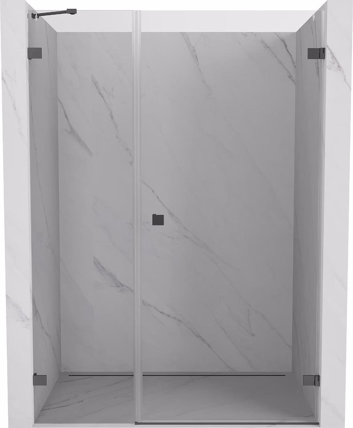 Mexen Lunar-B porte doccia a battente destra 135 cm, trasparente, metallo canna di fucile - 832S-135-050-95-00-P
