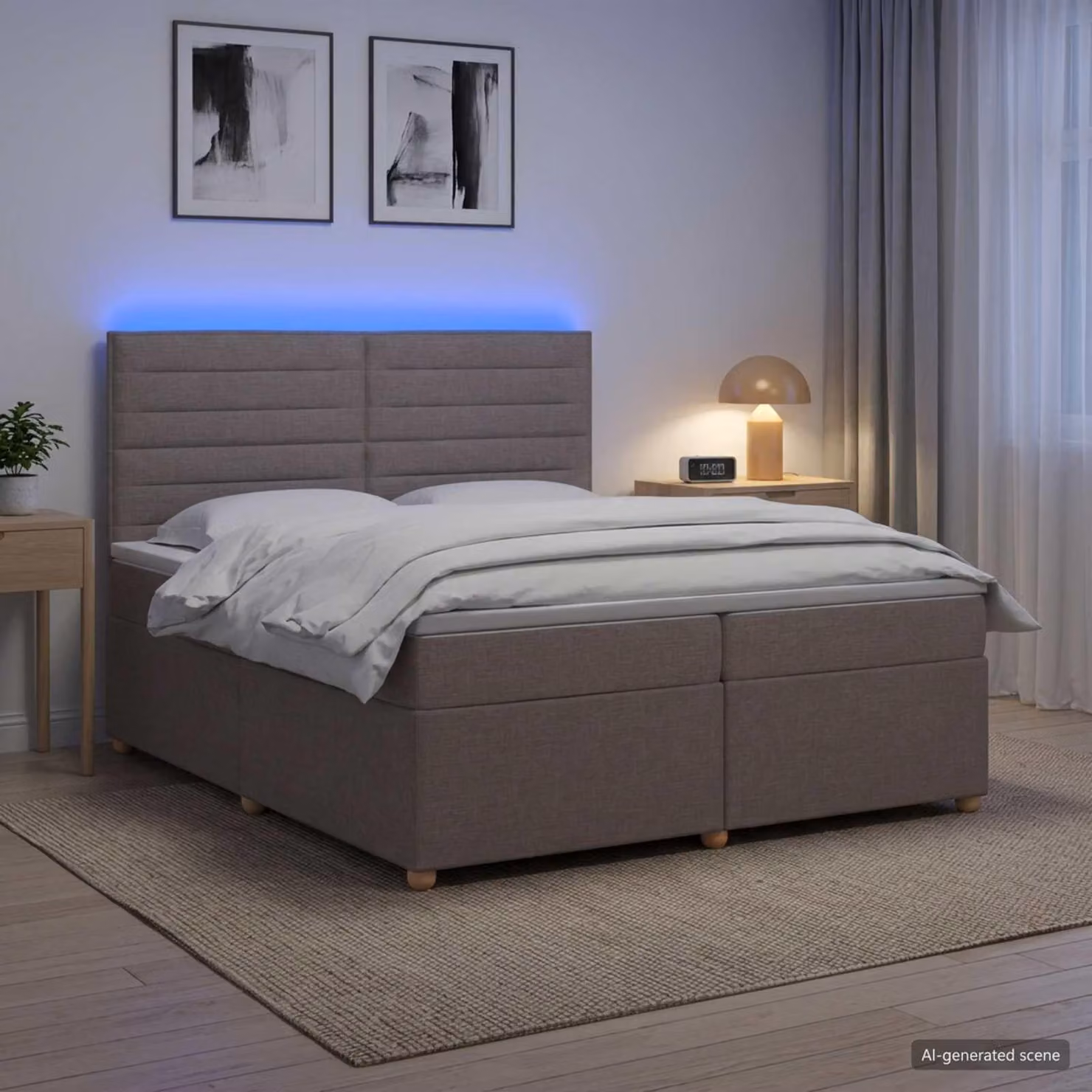 Maison Exclusive - Letto boxspring con materasso Taupe 200 x 200 cm Tessuto