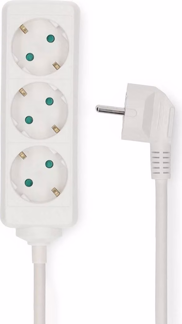 Presa multipla | Tipo F (CEE 7/7) | 3 vie | 5,00 m | 3680 W | 16 A | Tipo di messa a terra: contatti laterali | 230 V CA 50/60 Hz | Angolo di presa: 45 ° | H05VV-F 3G1,5mm² | Bianco