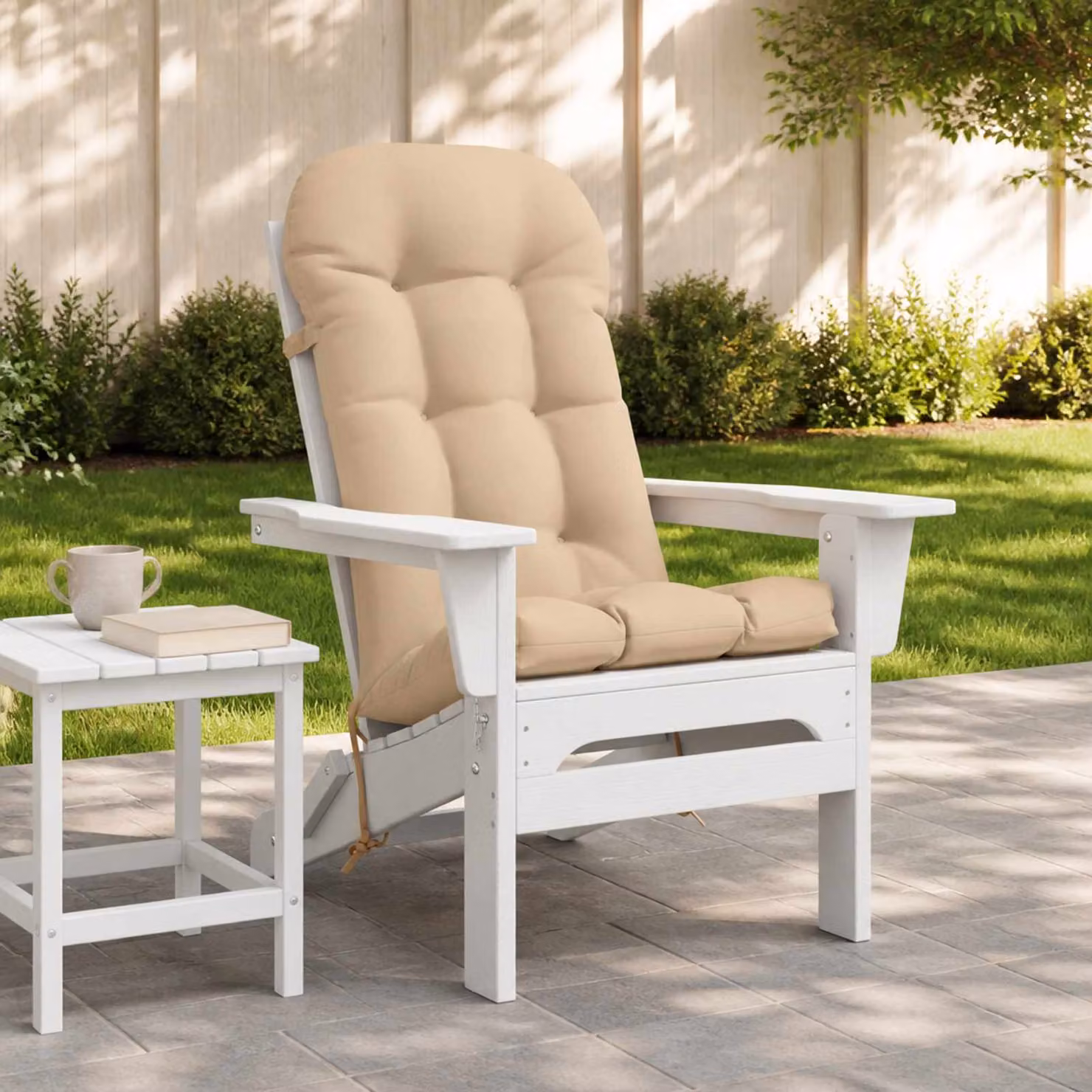 Cuscino per Lounger Sole vidaXL PUTTEN in Poliestere, Beige, L: 112 cm x P: 48 cm x H: 10 cm