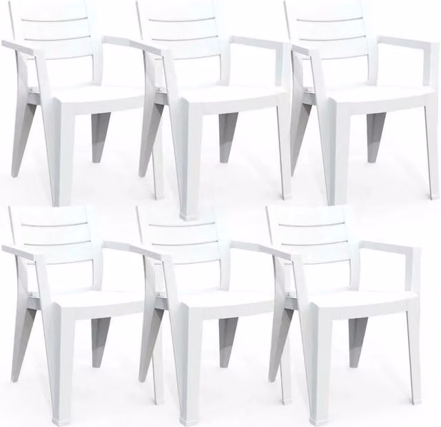 Sedie da Giardino Keter Julie Effetto Legno 6 Pz Colore: Bianco