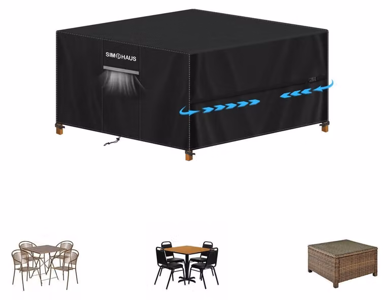 Copertura per mobili da giardino, tessuto Oxford 420D, impermeabile, forma quadrata, dimensioni 100x100x80 cm, colore nero