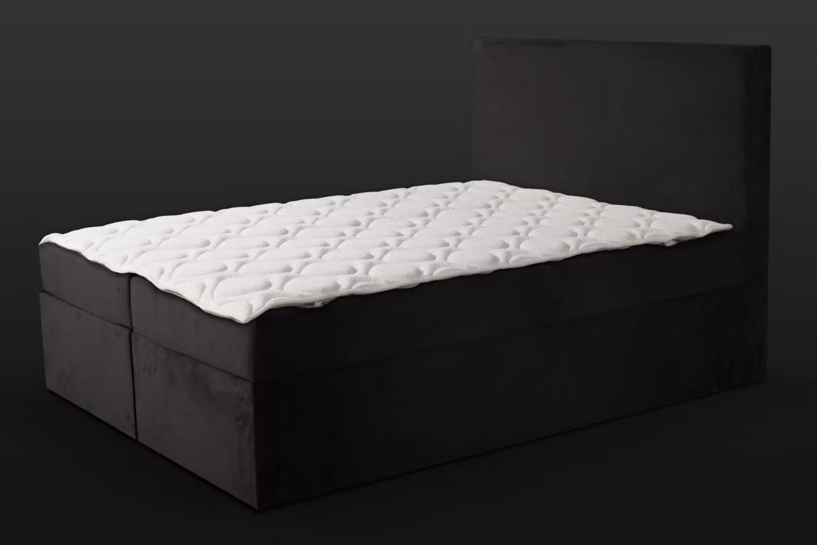 Schwarzes Doppelbett Klassisches Schlafzimmermöbel Design Eleganter Stoff