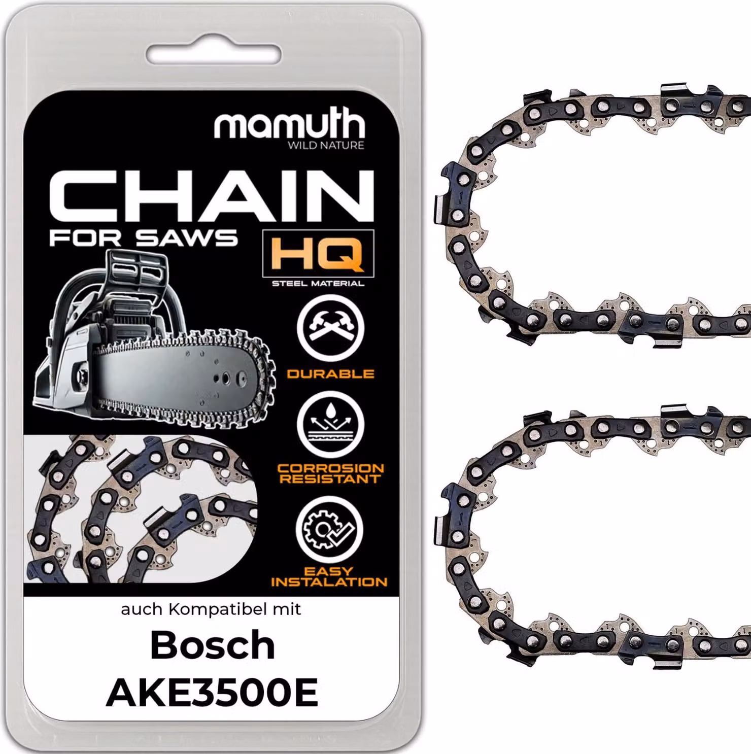 2x catena per motosega 35cm 1,1mm 3/8" 52 TG per Bosch AKE3500E