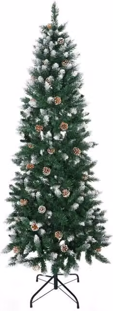Albero di Natale Artificiale Innevato XYLO Verde con 508 Rami e 49 Pigne, Altezza: 180 cm