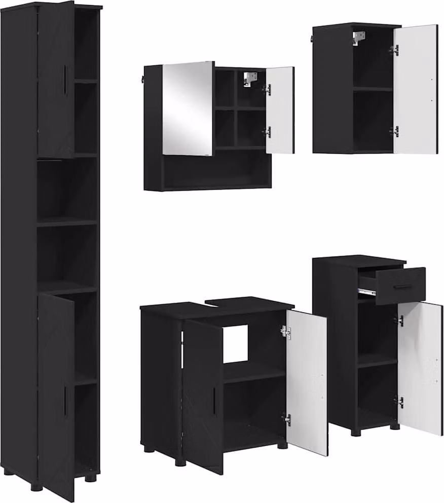 SYFAX™ Set di mobili per il bagno con cassetto con porta 5 pcs Nero