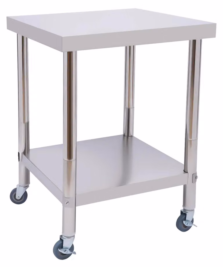 Tavolo da lavoro in acciaio inossidabile - Tavolo di preparazione per uso gastronomico - 60x60x85 cm - Capacità di carico: 300 kg - Spessore: 0,6 cm - Superficie lucida - Ideale per cucine professionali