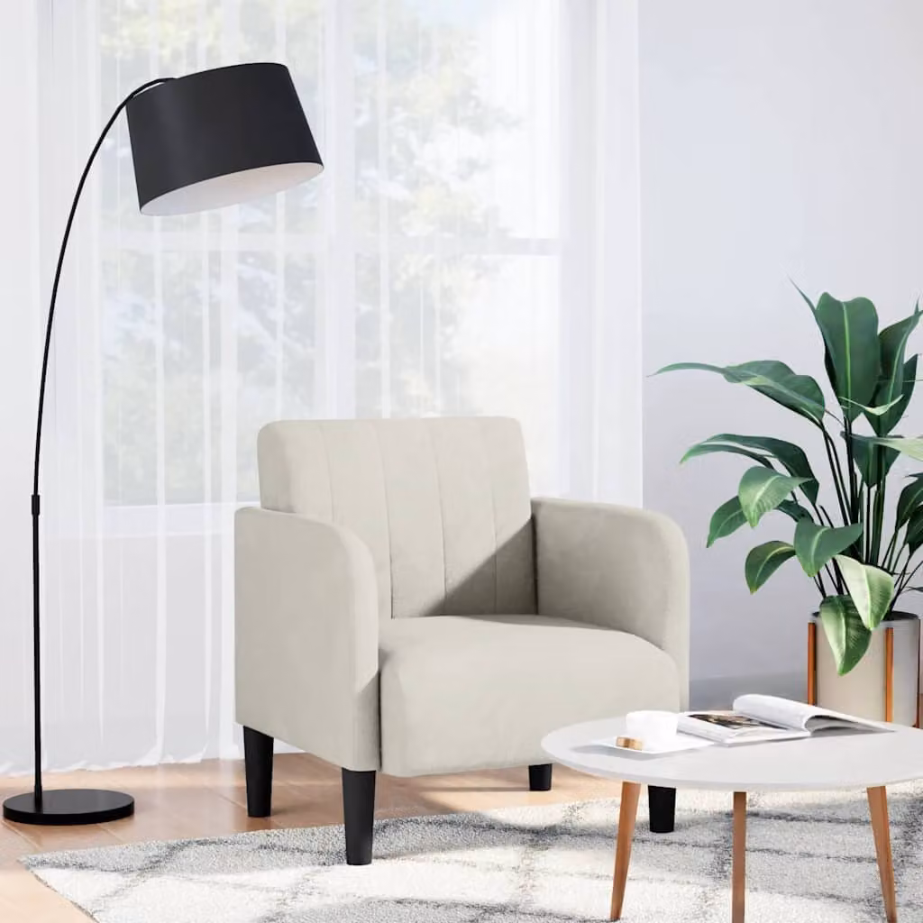 Sedia con braccioli vidaXL in velluto beige per soggiorno e ufficio
