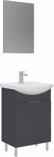 Set mobile lavabo con specchio (2 pezzi) "Purus 55" - 55 x 2 x 83 cm - Antracite opaco