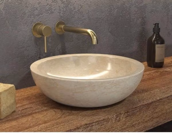 ELENA CREAM lavabo rotondo da appoggio Ø40 x12 cm in pietra