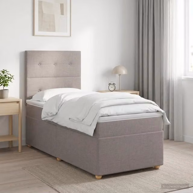 Letto box spring con materasso ibrido vidaXL in tessuto beige e grigio L/P: 200 x 80 cm – 1
