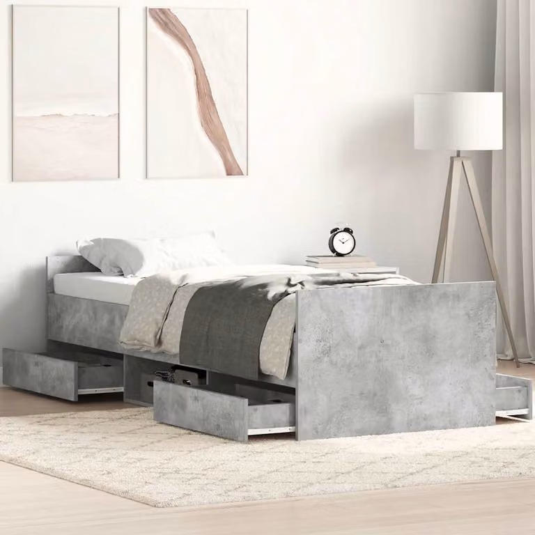 vidaXL Giroletto con Testiera e Pediera in Grigio, L: 78 cm, P: 193 cm