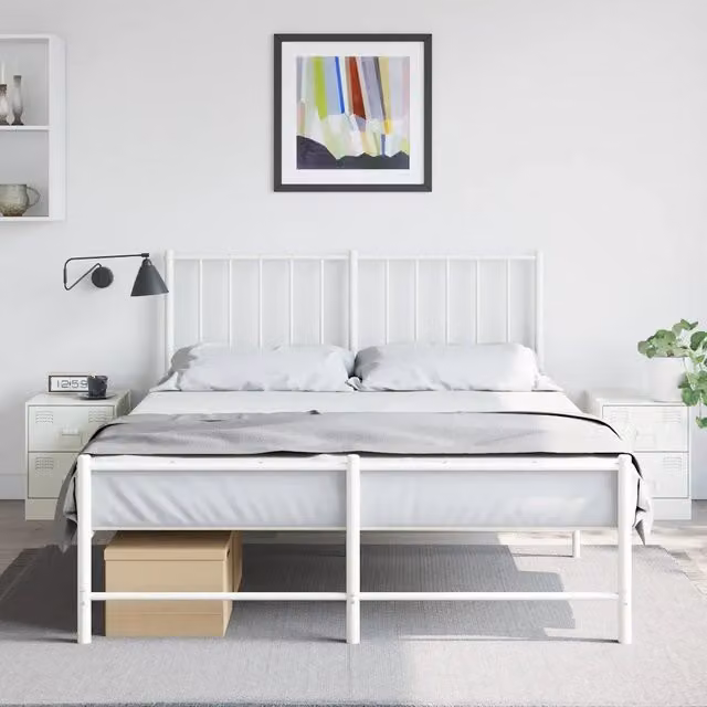 Set di 2 tavolini da notte Design Mania bianchi in metallo L/P/H: 34,5 x 39 x 44 cm