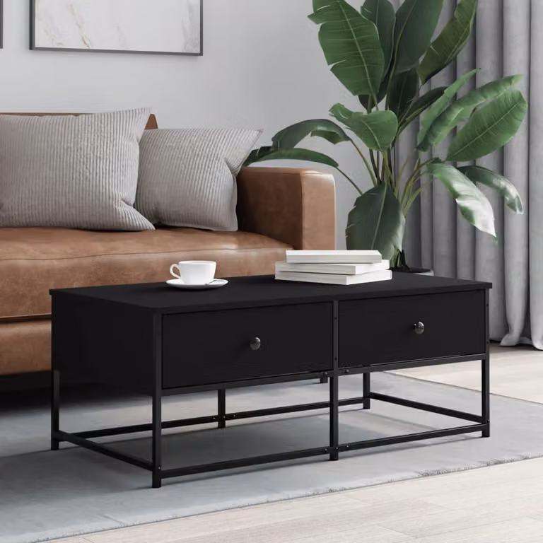 vidaXL Tavolino da Salotto Moderno Nero L: 100 cm, P: 51 cm, H: 40 cm in Legno Multistrato