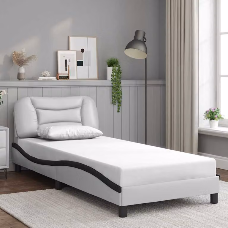 Giroletto senza materasso Hvar vidaXL in similpelle bianco e nero L/P/H: 200 x 80 x 74,5 cm