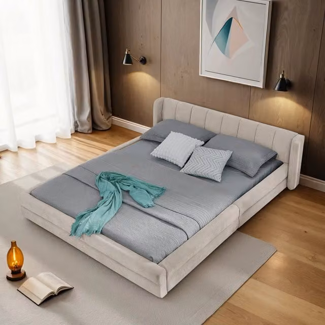 letto matrimoniale schiuma beige 140 x 200 cm