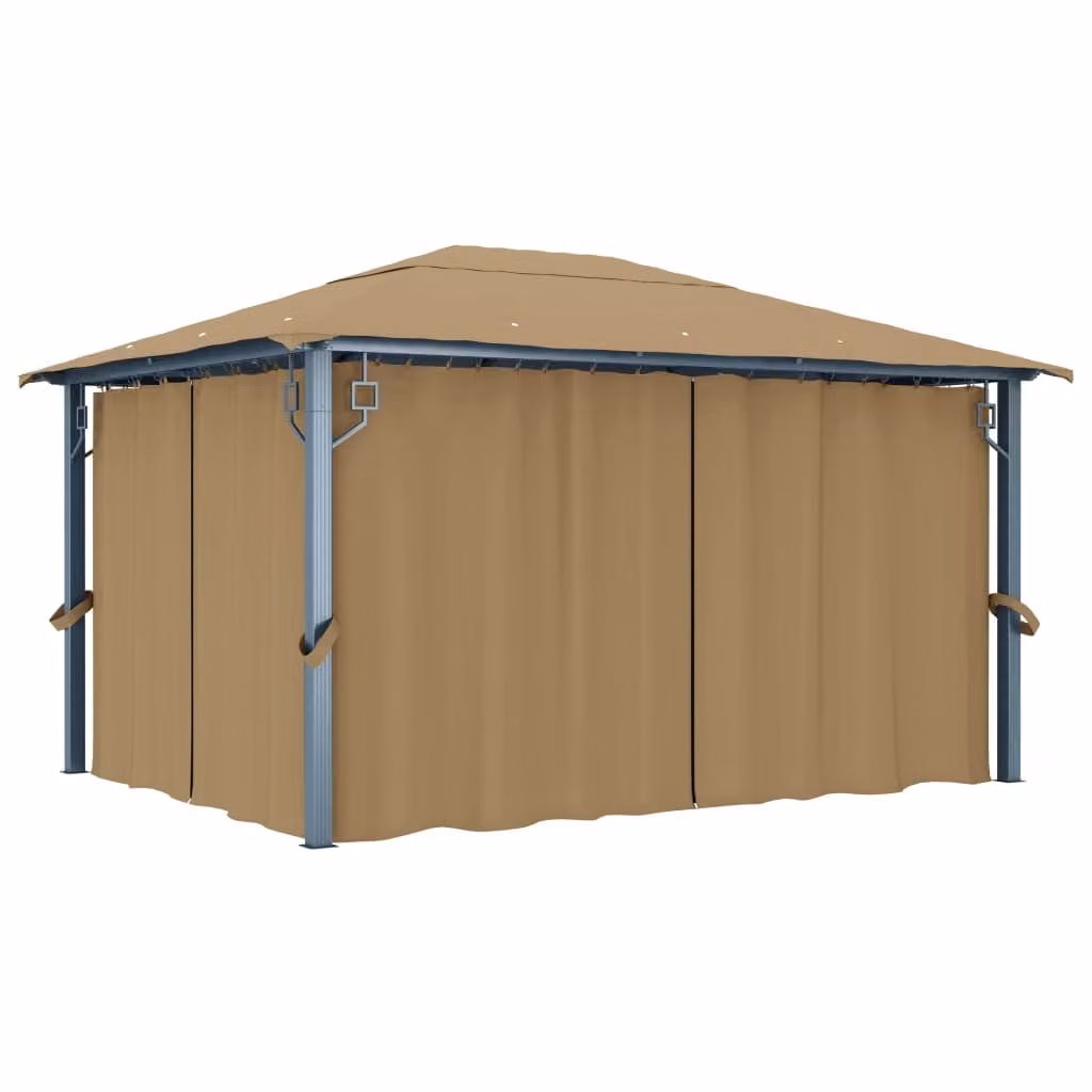 The Living Store Padiglione con tenda 400x300 cm Alluminio Taupe