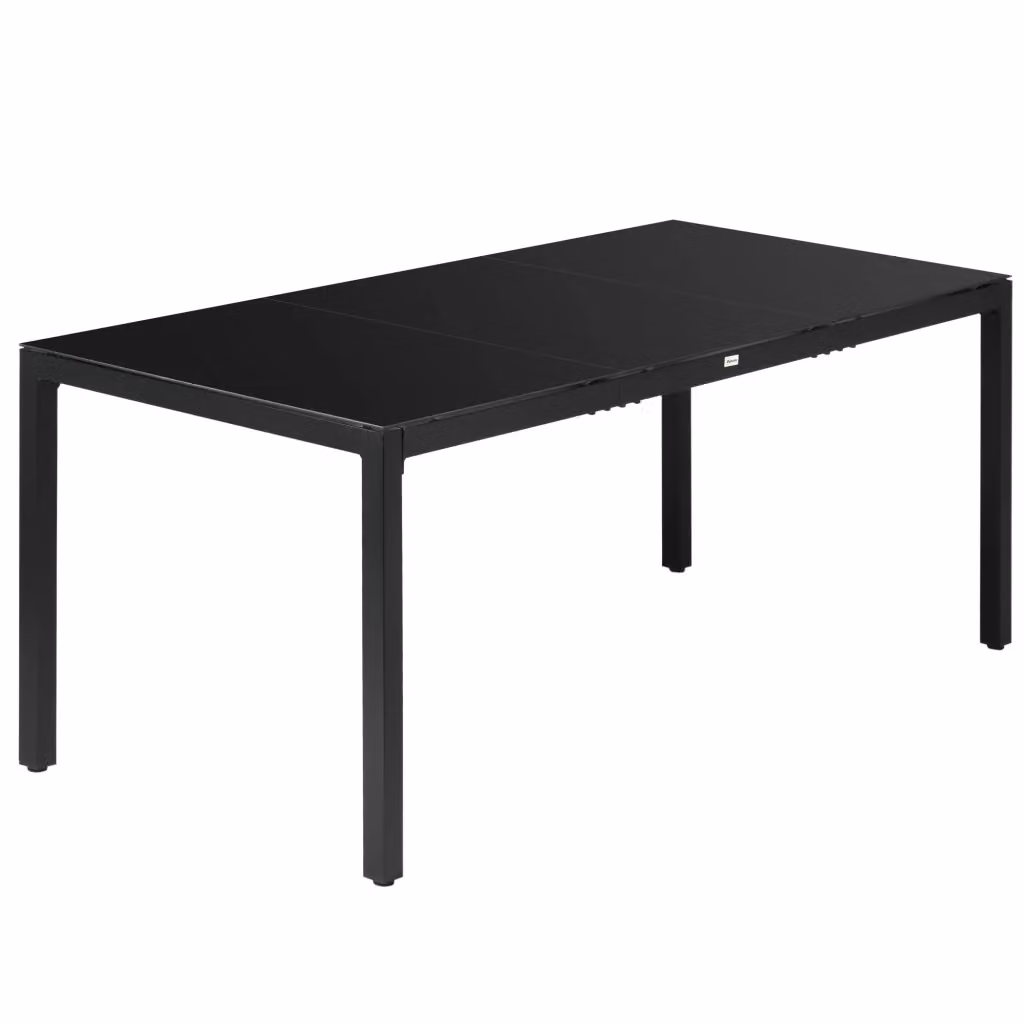 Tavolo da giardino rettangolare estensibile Minimal con piano in vetro e telaio in alluminio nero opaco per 8 persone – 2