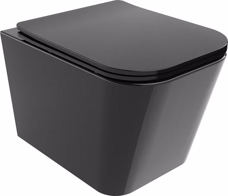 Mexen Teo vaso WC Rimless con sedile a chiusura rallentata slim, duroplast, nero lucido - 30854070