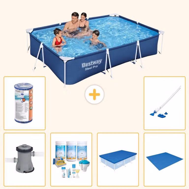 Bestway Steel Pro, piscina rettangolare - 300x201x66 cm - 7 pezzi - Modello S21564