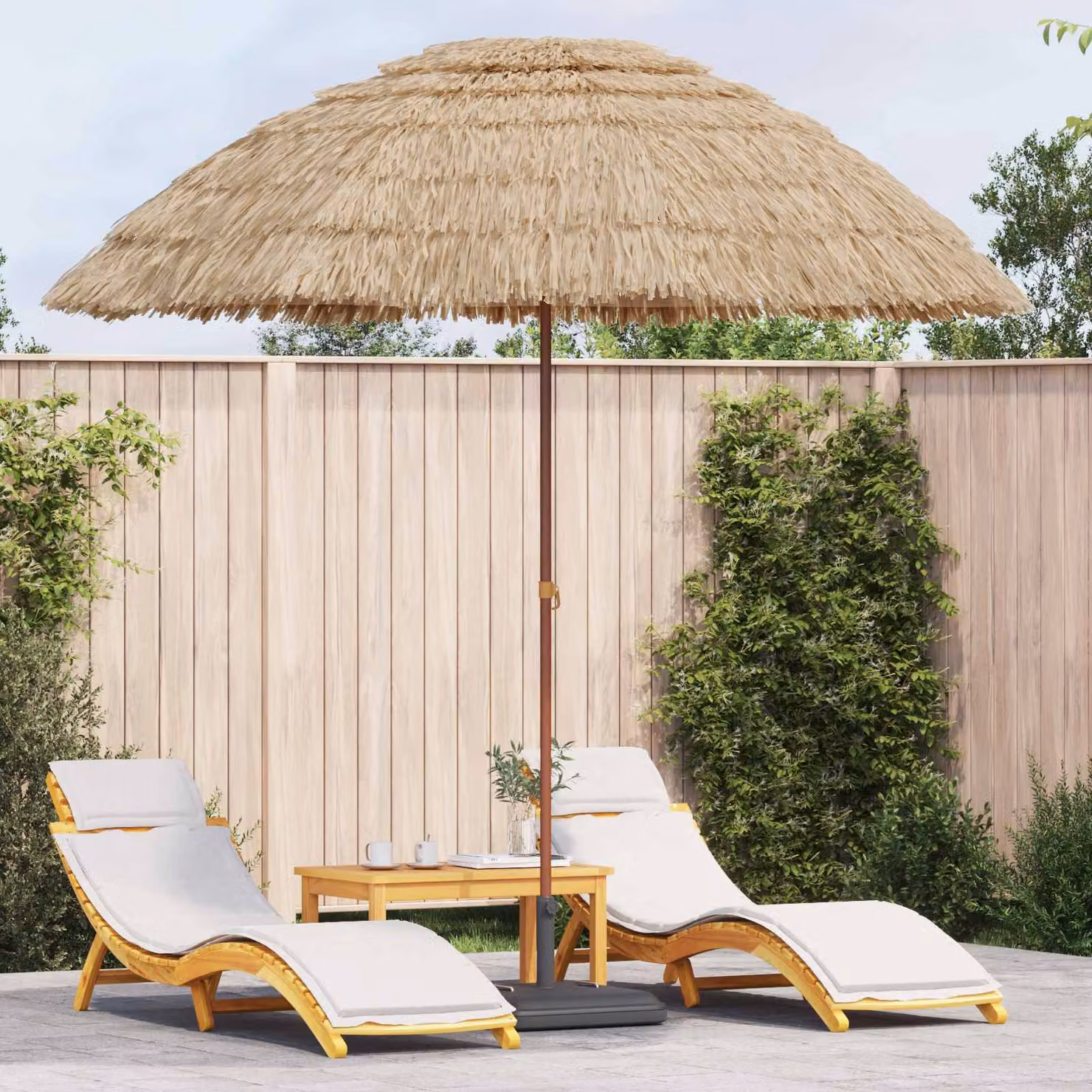 Ombrello da giardino vidaXL in poliestere beige e marrone L: 255 cm, P: 255 cm, H: 255 cm