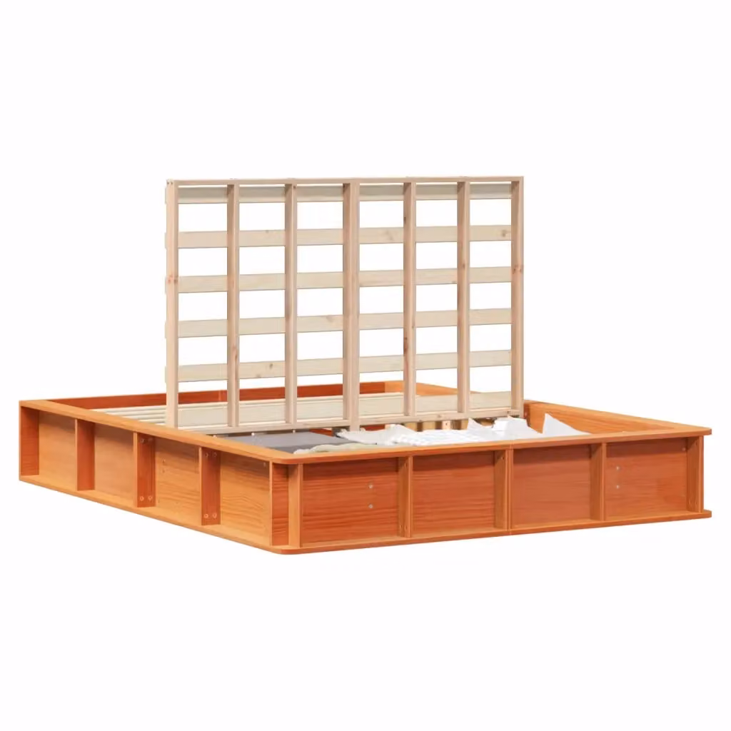 Struttura del letto moderna vidaXL in pino massello marrone cerato L/P: 150 x 200 cm – 2