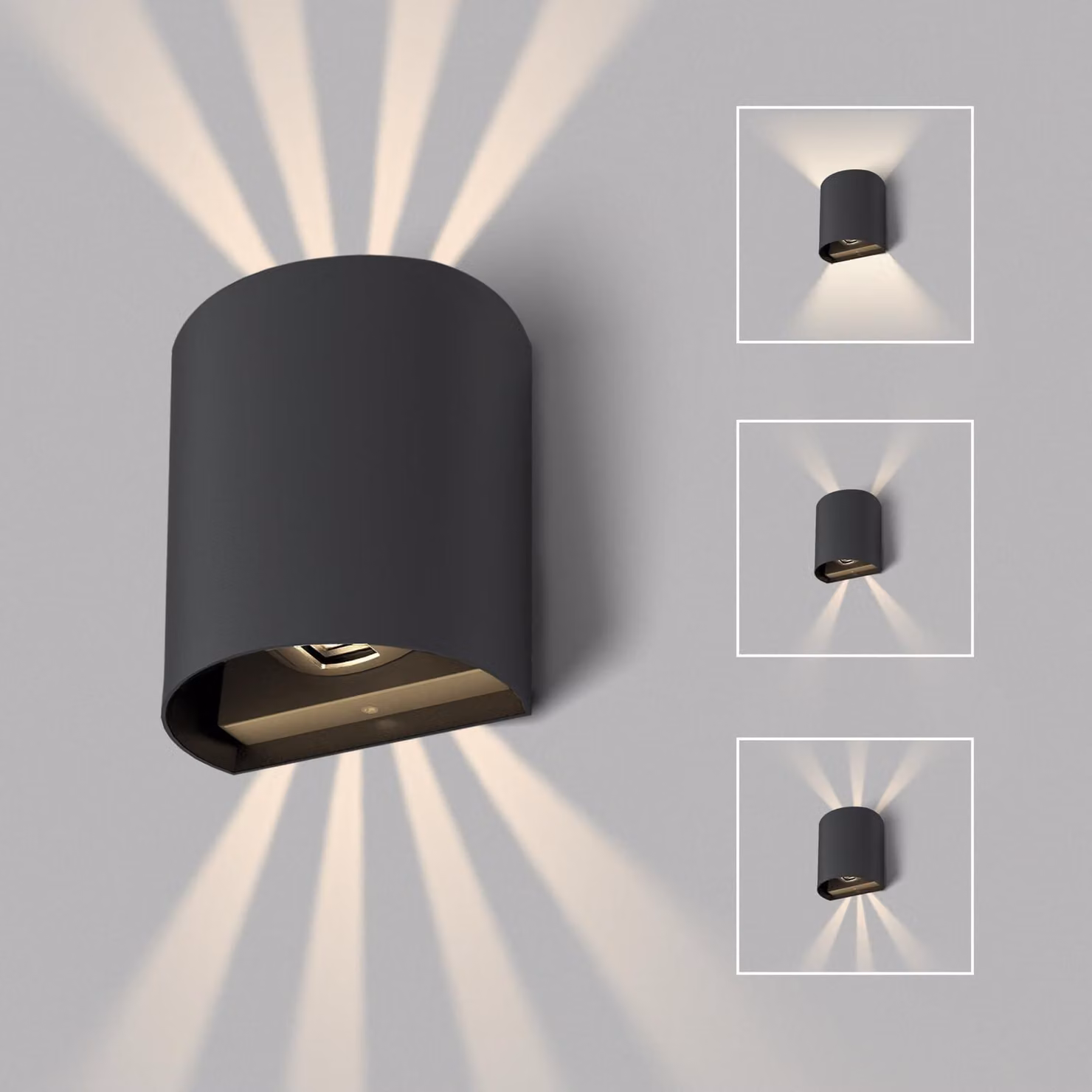 Lampada da parete a LED, 6W, 820 lumen, 4000K, grado di protezione IP65, alluminio, regolabile, luce direzionabile verso l'alto e verso il basso