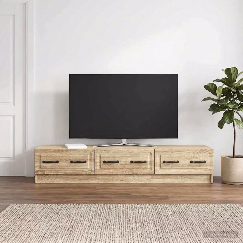 Mobile TV vidaXL moderno in legno ingegnerizzato Rovere Sonoma, colore beige/marrone, L: 147 cm, P: 34,5 cm, H: 27 cm