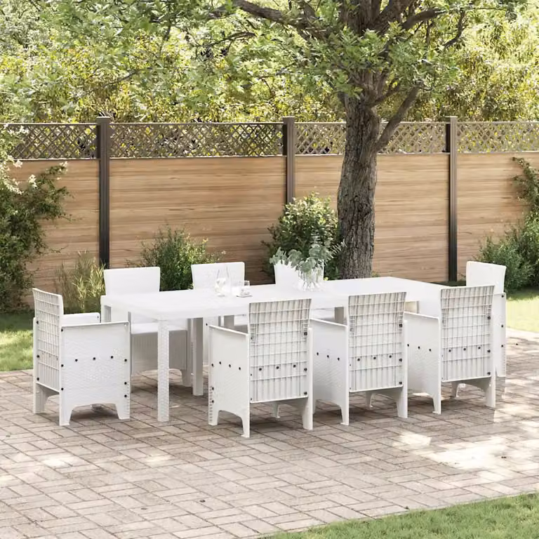 vidaXL Tavolo da giardino rettangolare in polyrattan bianco L: 250 cm, P: 100 cm, H: 73 cm
