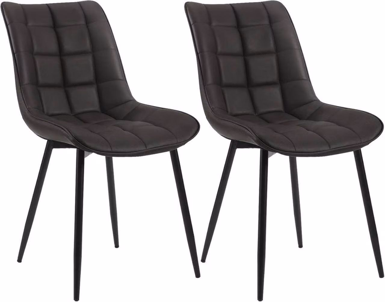 Set di 2 sedie per sala da pranzo WOLTU Sedia imbottita con schienale, in Pelle finta, gambe in metallo, antracite