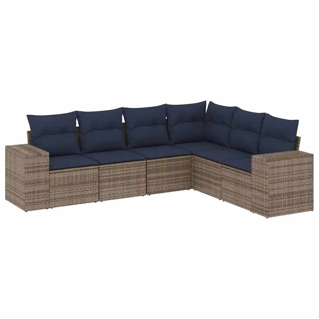 Set di Divani da Giardino a L vidaXL in Polyrattan Grigio con Cuscini Rimovibili – 2