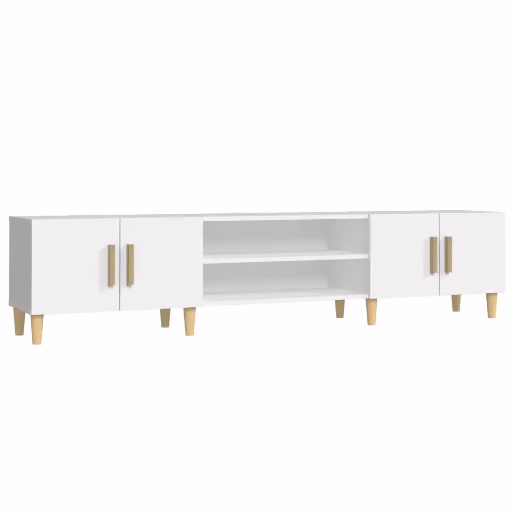 Mobile TV moderno vidaXL in legno massello bianco L: 180 cm, P: 31,5 cm, H: 40 cm – 2