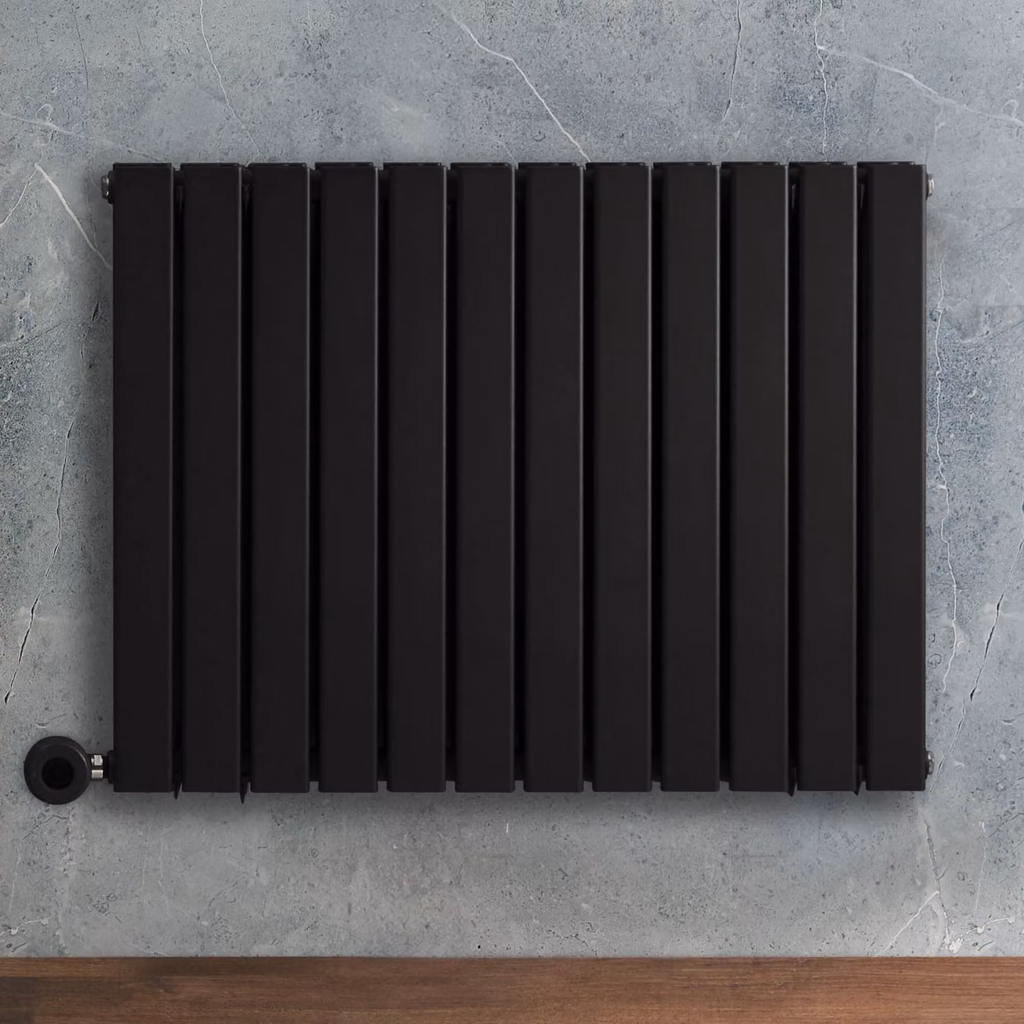 Radiatore Elettrico di Design Orizzontale - Nero - 635mm x 420mm (Pannello Singolo) - Senza Termostato - Hudson Reed Alpha
