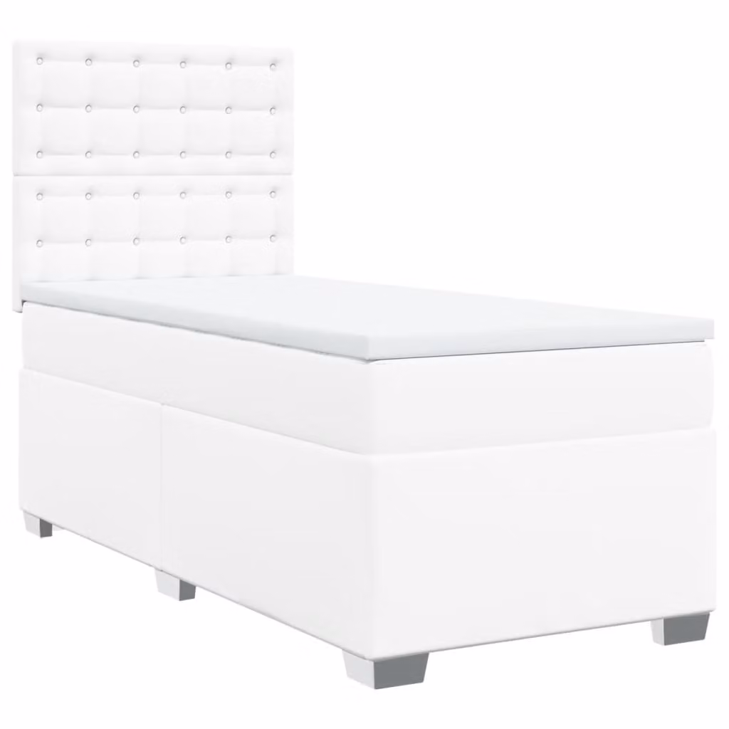 Giroletto a Molle con Materasso Bianco 90x200 cm in Pelle finta