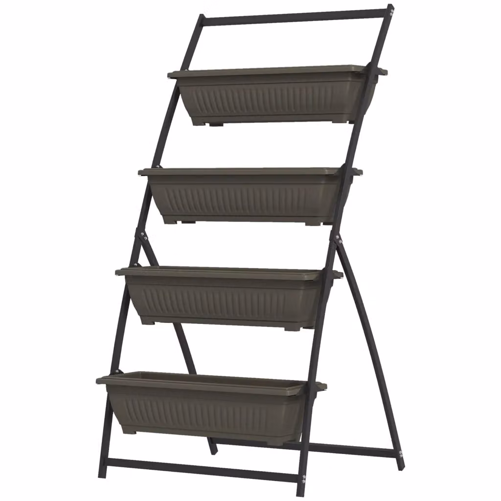 Scaffale per piante XYLO a 4 livelli in metallo marrone L/P/H: 76 x 79 x 162 cm – 2