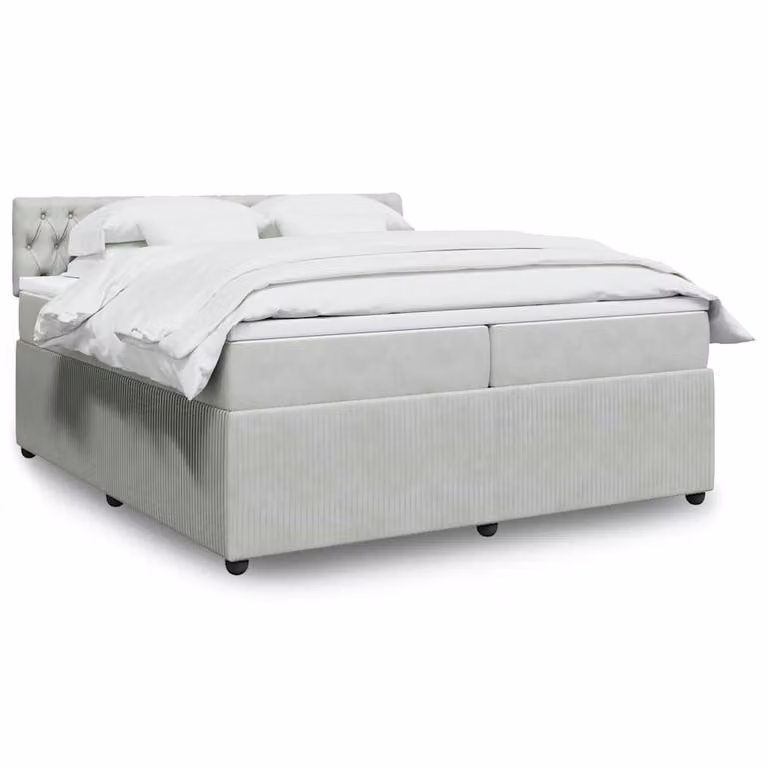 vidaXL Giroletto a Molle con Materasso in Velluto Grigio Chiaro L/P: 200 x 200 cm