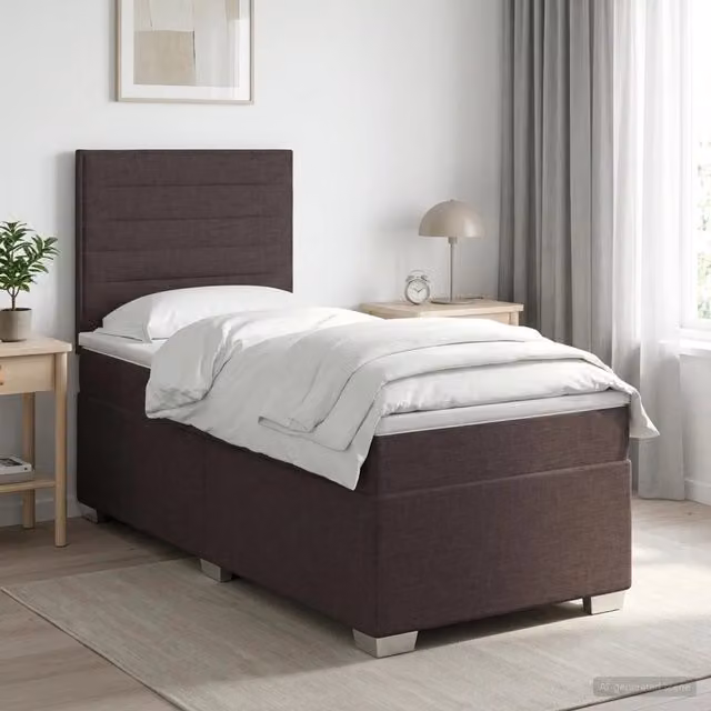 Letto box spring con materasso ibrido vidaXL Marrone e Bianco L/P/H: 90 x 190 x 140,5 cm