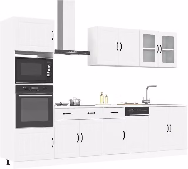 Set Mobili da Cucina Moderno vidaXL Bianco con Ante in Vetro, 7 Pezzi