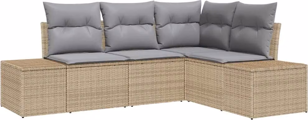 Set Divano da Giardino 4 pcs Beige polyrattan